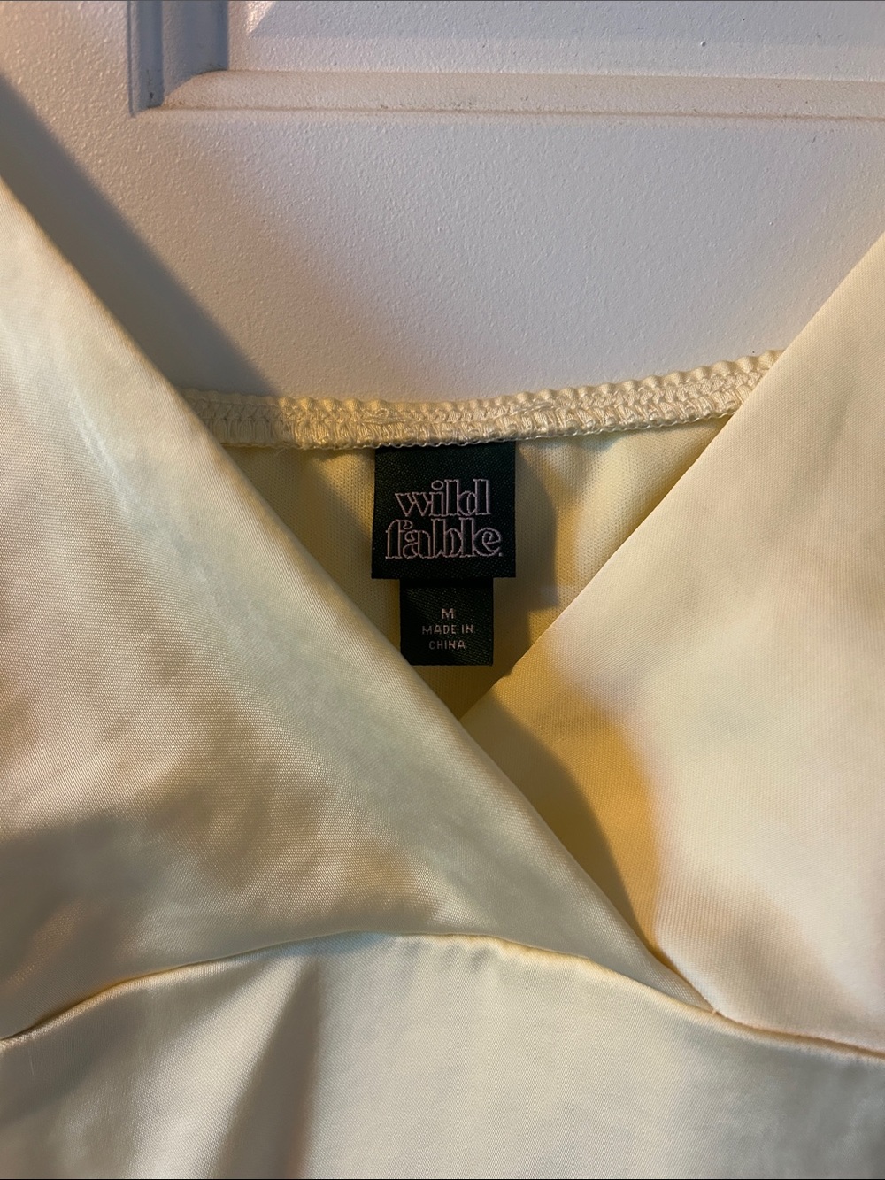 wild fable Pale Yellow Satin V-Neck Dress - Picture 2 of 4